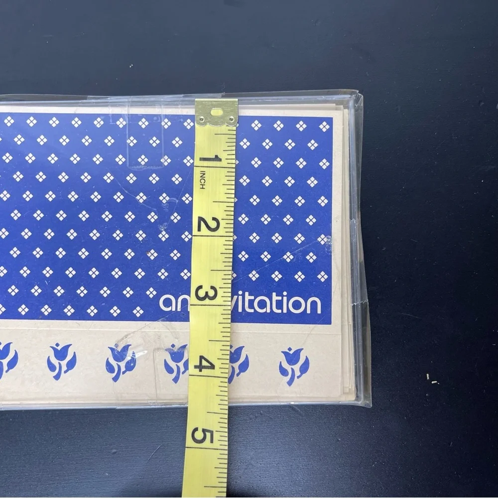 Mara-MI 90’s Invitation Cards Blue Vintage Flower Stamp 10 Cards and Envelopes‎